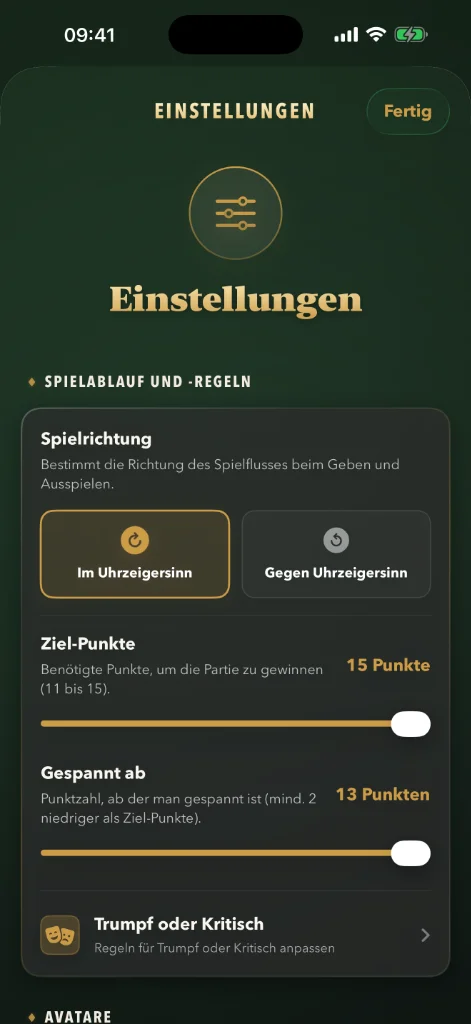 Watten Settings Screenshot